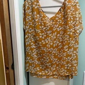 CAbi Mustard Floral Blouse